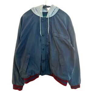 Vintage Faded Hooded Varsity Jacket Fits L 25.5x26.5